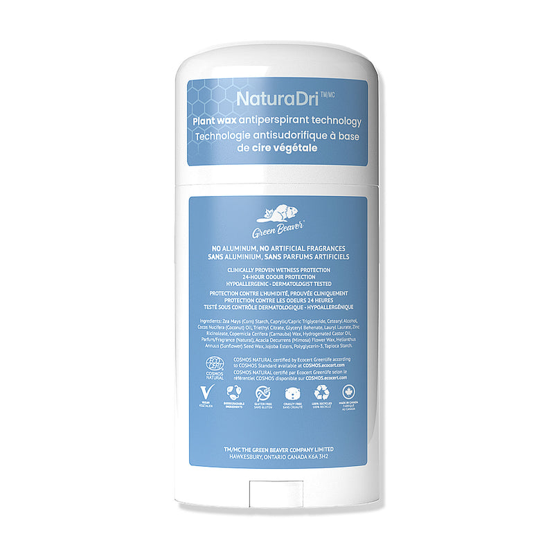 Étiquette arrière du déodorant antisudorifique sans aluminium Green Beaver parfum Fresh Verve