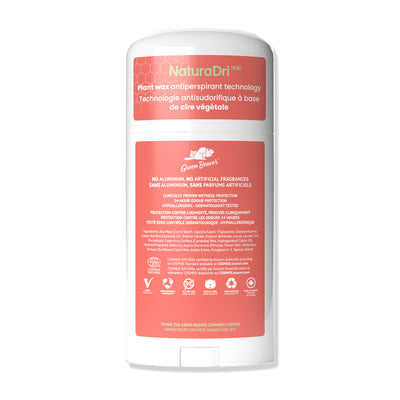 Étiquette arrière du déodorant antisudorifique sans aluminium Green Beaver parfum Fruity Escape
