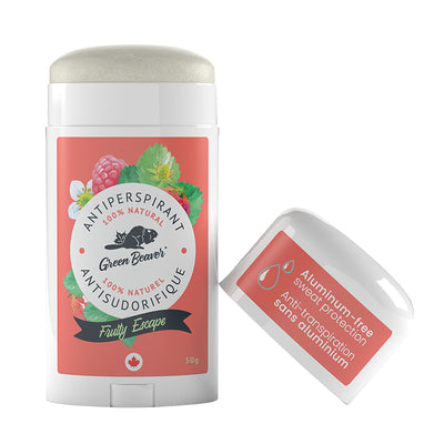 Déodorant antisudorifique sans aluminium Green Beaver parfum Fruity Escape sans capuchon
